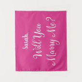 彼女へのプロポーズ ネーム ピンク 結婚してくれる？ タペストリー (正面)