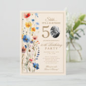 彼女へのボヘミアン風フラワーのサプライズ50歳の誕生日パーティー 招待状 (スタンド正面)