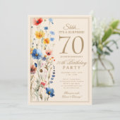 彼女へのボヘミアン フラワー サプライズ 70歳の誕生日パーティー 招待状 (スタンド正面)