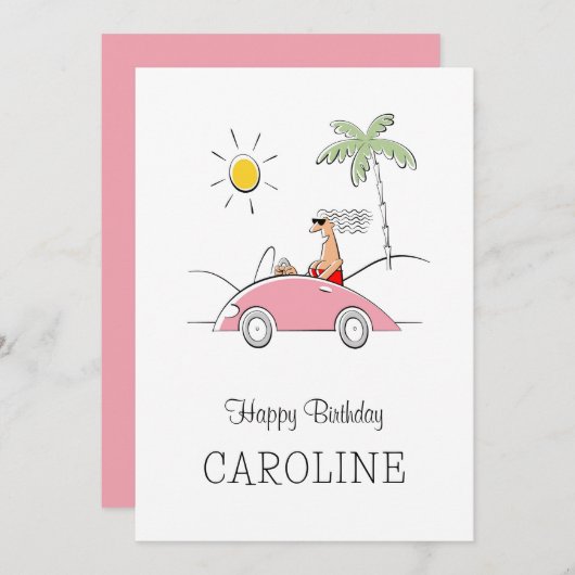 彼女へのユーモアのある面白い誕生日カード (正面/裏面)