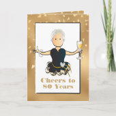 彼女へのユーモラスでおしゃれなスパンコール80歳の誕生日カード カード (正面)