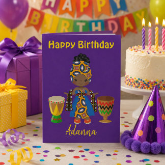 彼女へのロイヤルアフリカンテーマの誕生日グリーティング シーズンカード