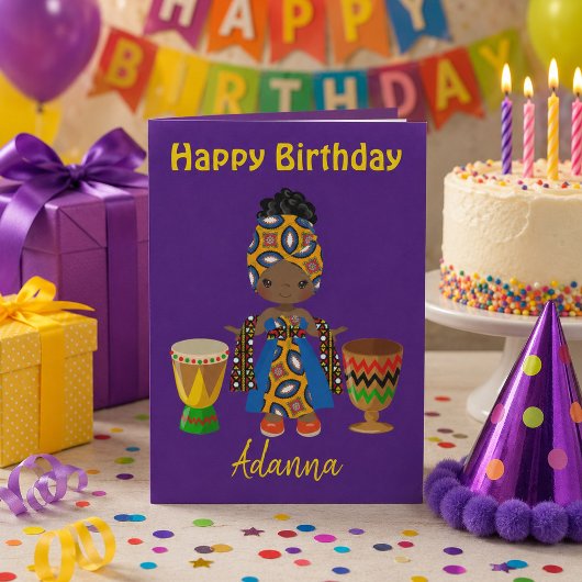 彼女へのロイヤルアフリカンテーマの誕生日グリーティング シーズンカード