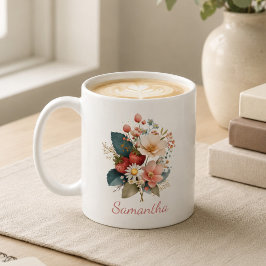 彼女への個性的なギフト いちごの花の名前入り コーヒーマグカップ