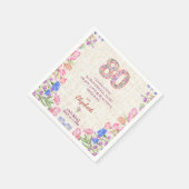 彼女への優雅な80歳の誕生日 - ピンクの花 スタンダードカクテルナプキン (角)