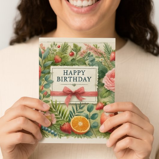 彼女への植物学的な誕生日メッセージ カード
