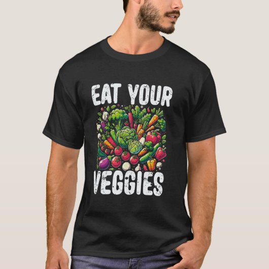 彼女への楽しいヴィーガンアクティビズムギフト - 野菜を食べよう Tシャツ (正面)