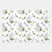 彼女への紫黄色白花緑の花束ギフト包装紙 ラッピングペーパーシート (正面2)