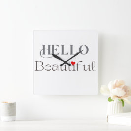 彼女への美しい贈り物: HELLO Beautiful スクエア壁時計