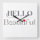 彼女への美しい贈り物: HELLO Beautiful スクエア壁時計 (正面)