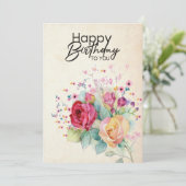 彼女への花の誕生日カード 招待状 (スタンド正面)