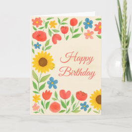 彼女への誕生日フラワーグリーティングカード カード