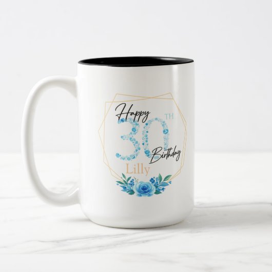 彼女への誕生日プレゼント 名前入りマグ ツートーンマグカップ (左)