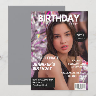 彼女への20歳の誕生日招待状 雑誌の表紙 招待状
