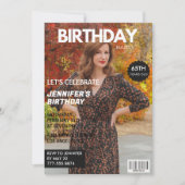 彼女への65歳の誕生日招待状 雑誌の表紙 招待状 (正面)
