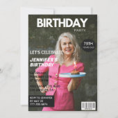 彼女への75歳の誕生日招待状 雑誌の表紙 招待状 (正面)