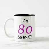彼女への80歳の誕生日ユーモアギフト ツートーンマグカップ (左)
