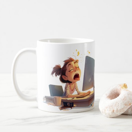 彼女へ、コーヒーにあくびを コーヒーマグカップ (ドーナツ)