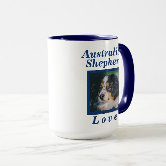 彼女または彼のためのオーストラリアの羊飼い愛犬のギフト マグカップ (正面右)