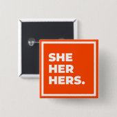 彼女または彼女のまたは彼女の物代名詞ボタン 缶バッジ (正面&裏面)