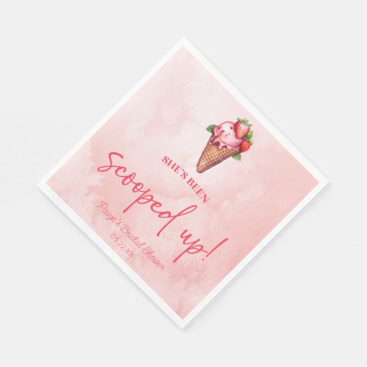 彼女を確保した! アイスクリーム ブライダルシャワー スタンダードランチョンナプキン (角)