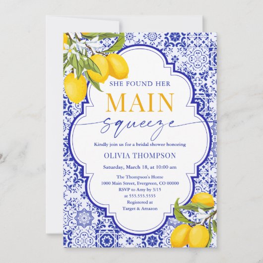 彼女イタリアンは彼女の主な絞りブライダルシャワーを見つけた 招待状 (正面)