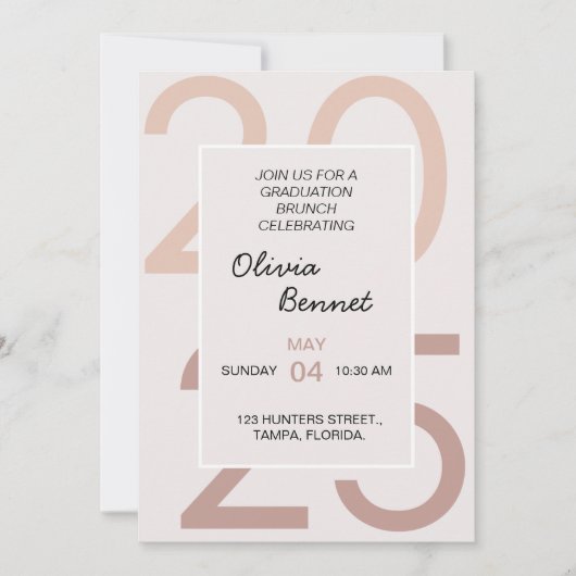 彼女エレガントのための朝食の卒業式ブランチ 招待状 (正面)