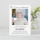 彼女エレガントの写真の80歳の誕生日招待状 招待状 (スタンド正面)
