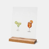 彼女エレガントの特徴的なドリンクの水の色結婚 アクリルサイン (傾斜)