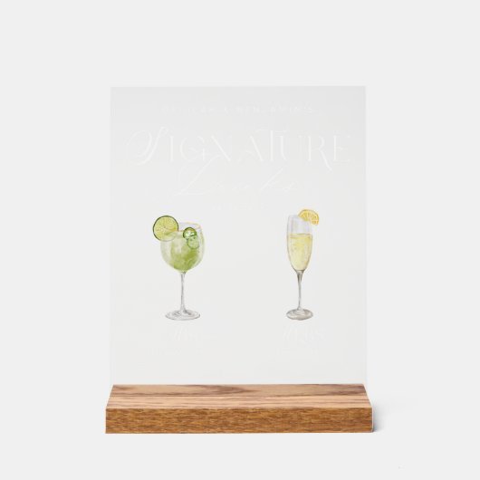 彼女エレガントの特徴的なドリンクの水の色結婚 アクリルサイン (正面)