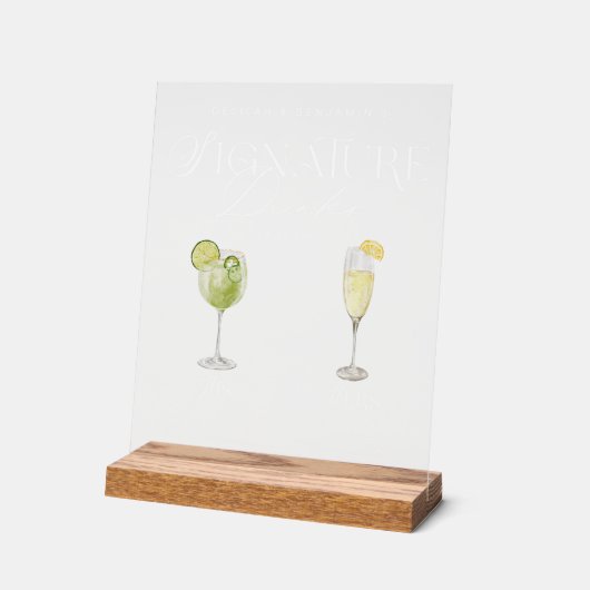 彼女エレガントの特徴的なドリンクの水の色結婚 アクリルサイン (傾斜)