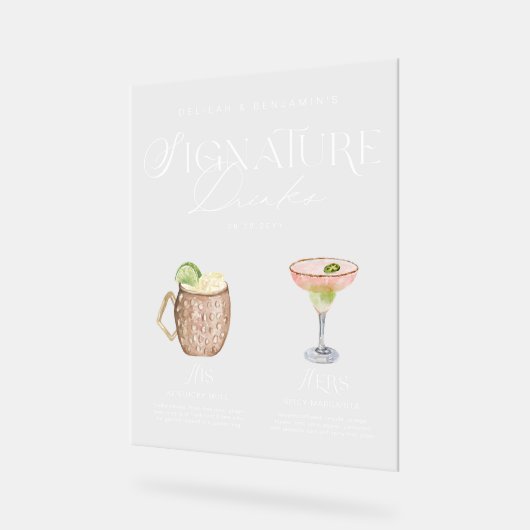 彼女エレガントの特徴的なドリンクの水の色結婚 アクリルサイン (傾斜)