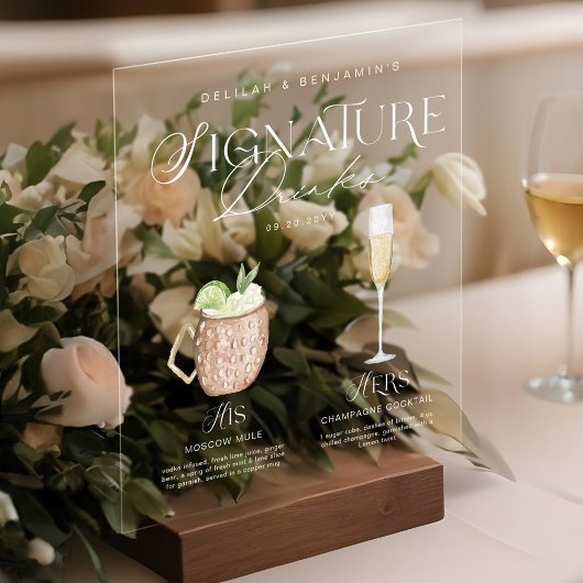 彼女エレガントの特徴的なドリンクの水の色結婚 アクリルサイン