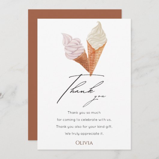 彼女エレガントはスクープされたブライダルシャワー サンキューカード (正面/裏面)