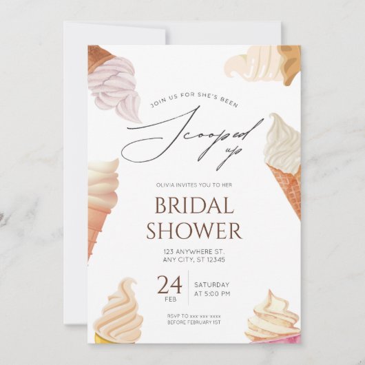 彼女エレガントはスクープされたブライダルシャワー 招待状 (正面)