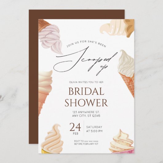 彼女エレガントはスクープされたブライダルシャワー 招待状 (正面/裏面)