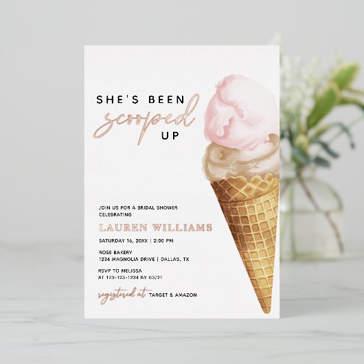 彼女エレガントはスクープされたブライダルシャワー 箔招待状 (立ち正面)