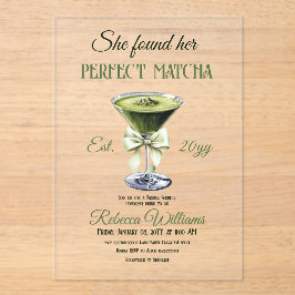 彼女エレガントは完璧な抹茶ブライダルシャワーを見つけた アクリル招待状
