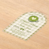 彼女エレガントは完璧な抹茶ブライダルシャワーを見つけた アクリル招待状 (レイダウン)