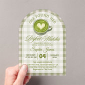彼女エレガントは完璧な抹茶ブライダルシャワーを見つけた アクリル招待状 (インサイチュ (ポータブル))