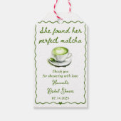 彼女エレガントは完璧な抹茶ブライダルシャワーを見つけた ギフトタグ (正面)