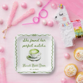 彼女エレガントは完璧な抹茶ブライダルシャワーを見つけた ペーパープレート (パーティー)