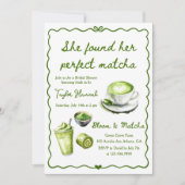 彼女エレガントは完璧な抹茶ブライダルシャワーを見つけた 招待状 (正面)