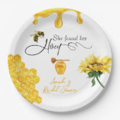彼女エレガントは彼女のハニービーブライダルシャワーを見つけた ペーパープレート (正面)