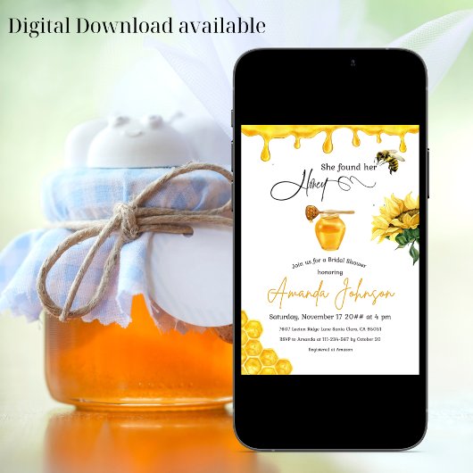 彼女エレガントは彼女のハニービーブライダルシャワーを見つけた 招待状
