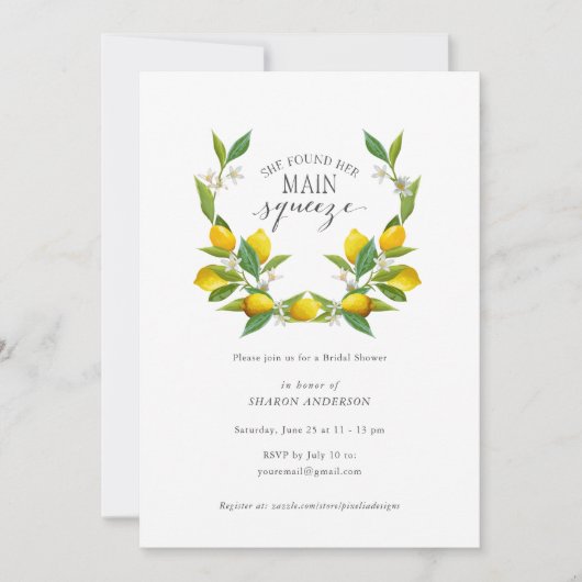 彼女エレガントは彼女の主なスクイーズブライダルブランチを見つけた 招待状 (正面)