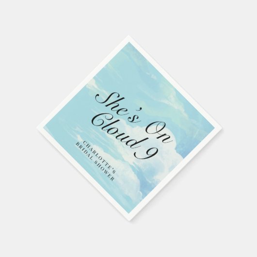 彼女エレガントはCloud 9ブルースカイブライダルシャワーに乗っている スタンダードカクテルナプキン (角)