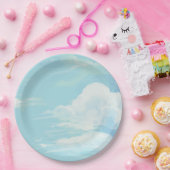 彼女エレガントはCloud 9ブルースカイブライダルシャワーに乗っている ペーパープレート (パーティー)