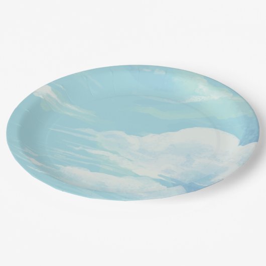 彼女エレガントはCloud 9ブルースカイブライダルシャワーに乗っている ペーパープレート (アングル)