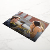 彼女エレガントはYesは日付カードを保存すると述べた 箔招待状 (回転した状態)